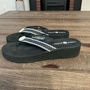 Switch Flops Lindsay Phillips Black Polka Dot Women's Sandals Size 9